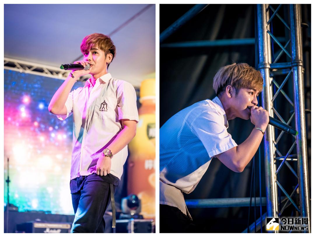 ▲鼓鼓換上制服，回到母校演唱。（圖／杰立娛樂提供 , 2017.11.12）