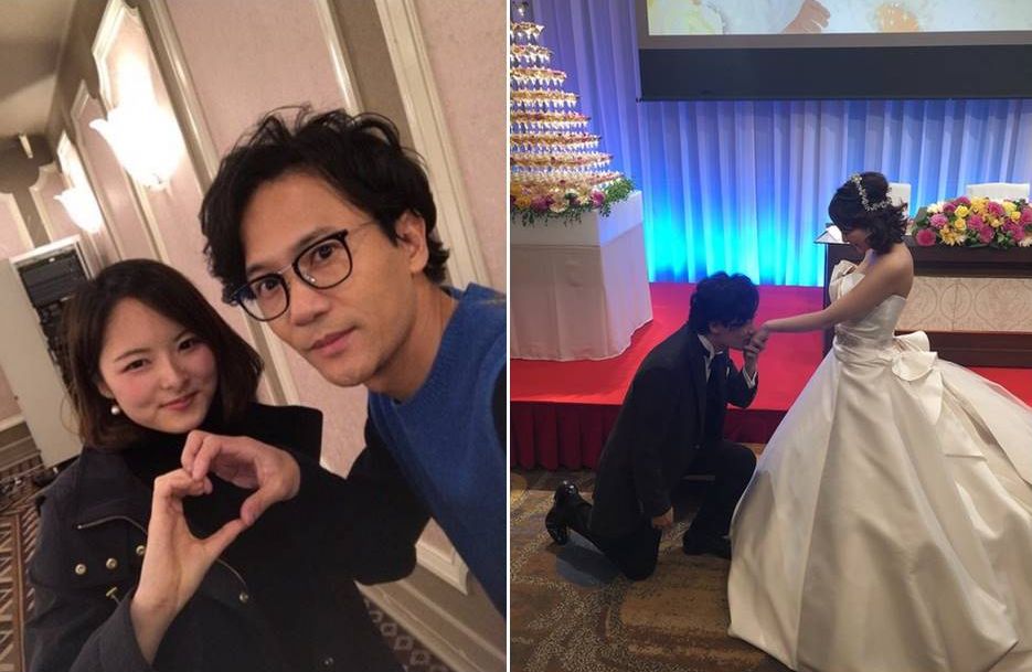 ▲稻垣吾郎和KANA上演求婚和結婚秀。（圖／翻攝稻垣吾郎、草彅剛推特，2017.11.05）