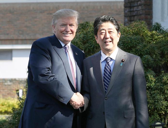 ▲美國總統川普與日本首相安倍晉三。資料照。（圖／達志影像／美聯社）