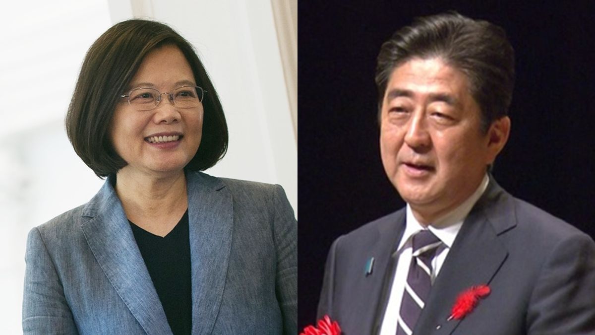 ▲總統府1日嚴正否認蔡英文總統派遣心腹前往東京情蒐中共19大。圖為蔡英文與日本首相安倍晉三。（資料照／合成圖）