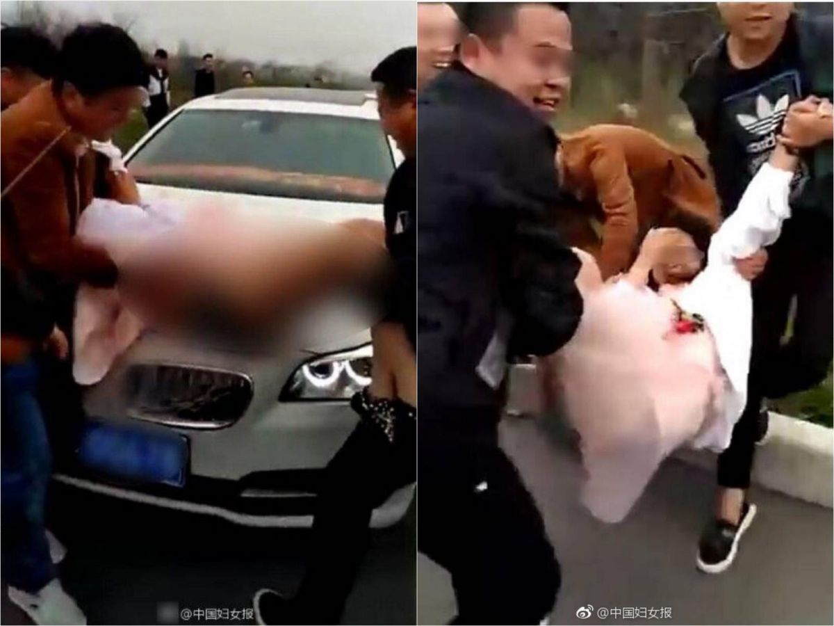 ▲變態婚鬧！當伴娘遭當眾羞辱，竟被男客掀裙「啪啪啪」。（圖／翻攝自微博）