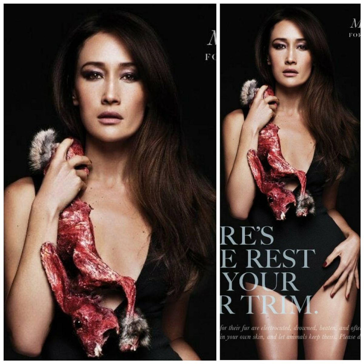 ▲Maggie Q呼籲大家不要購買皮草。（圖╱暗光鳥，2017.12.05）