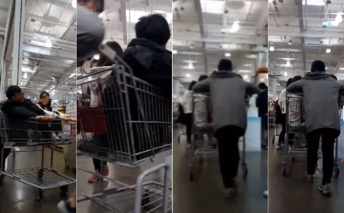 ▲好市多屁孩這樣玩，連弟弟都看不下去。（圖／翻攝自爆料公社）