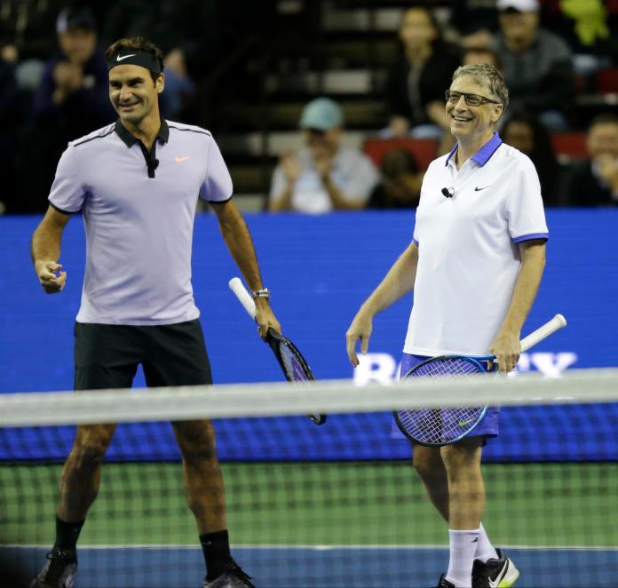 ▲Roger Federer\\(左\\)將和Bill Gates\\(右\\)組隊雙打。（圖／美聯社／達志影像）