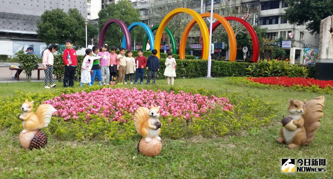 ▲板橋區八德公園大門口旁的花圃，有松鼠出沒！（圖／記者陳志仁攝，2018.01.19）
