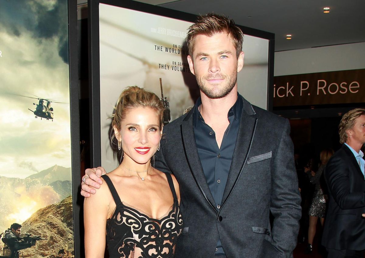 ▲克里斯漢斯沃和老婆艾兒莎巴塔奇（左）出席《12猛漢》紅毯。（圖╱CatchPlay，2018.01.19）