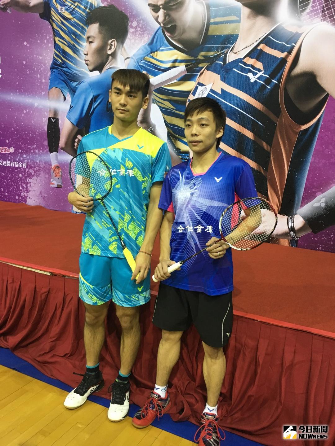 ▲合作金庫羽球隊男單選手陳俊維\\(左\\)、林家翾。（圖／鍾東穎攝 , 2017.01.14）