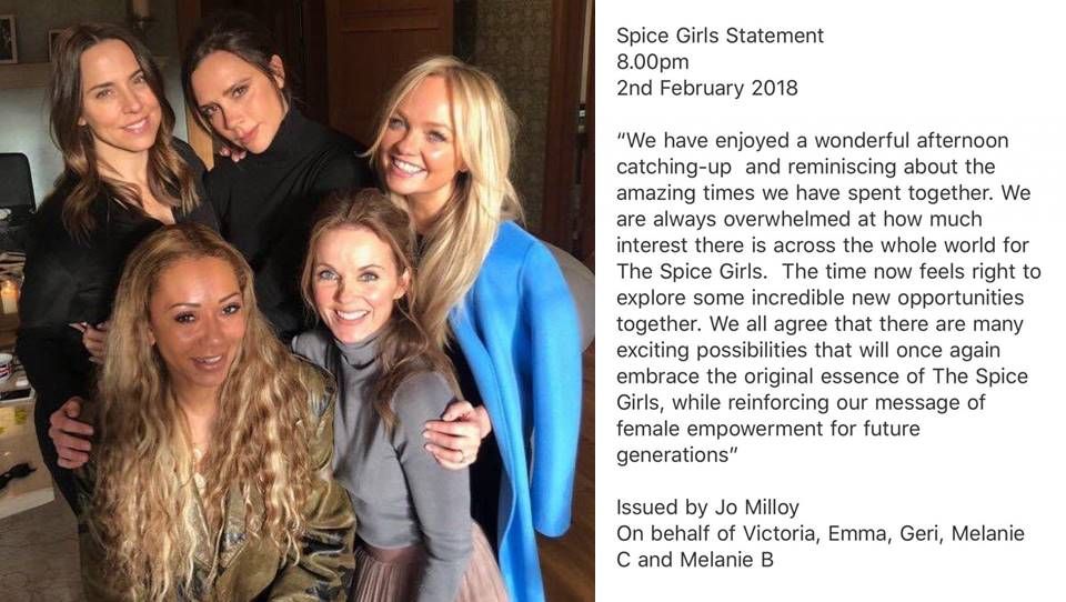 ▲辣妹合唱團宣告正式復出，即將展開活動。（圖／翻攝辣妹臉書，2018.02.03）