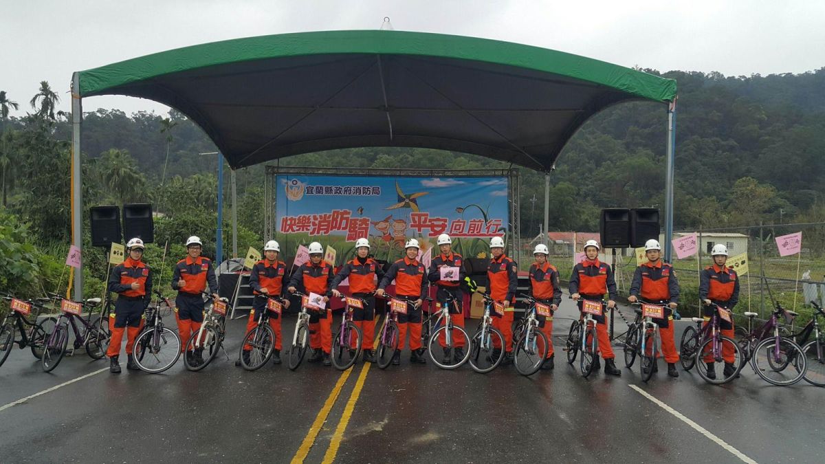 ▲宜蘭縣消防局舉辦快樂消防騎防火宣導活動。（圖／記者李清貴翻攝 , 2018.02.03）