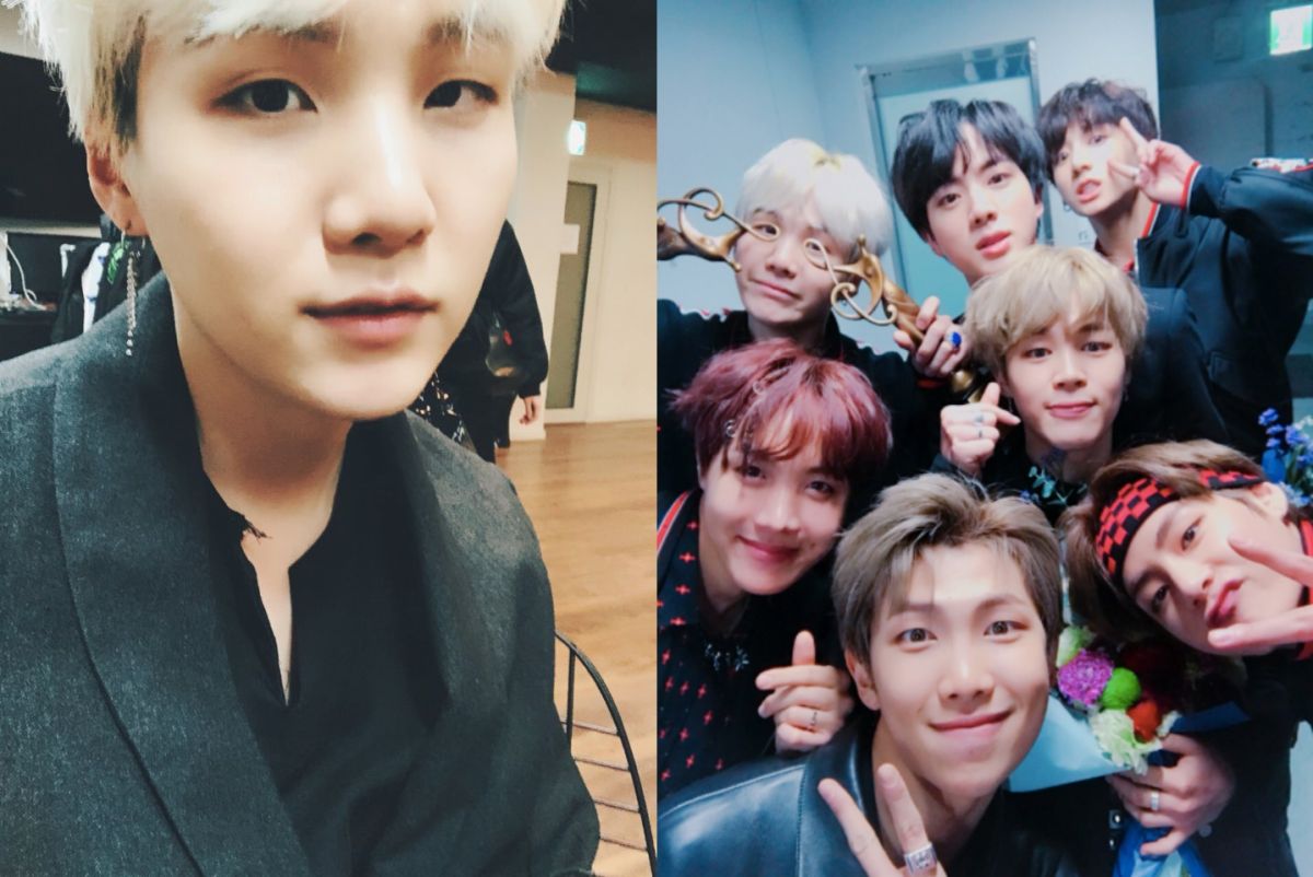 ▲SUGA（左）透露曾為憂鬱所苦，如今已走出傷痛還實現夢想。（圖／防彈少年團Twitter , 2018.2.23）