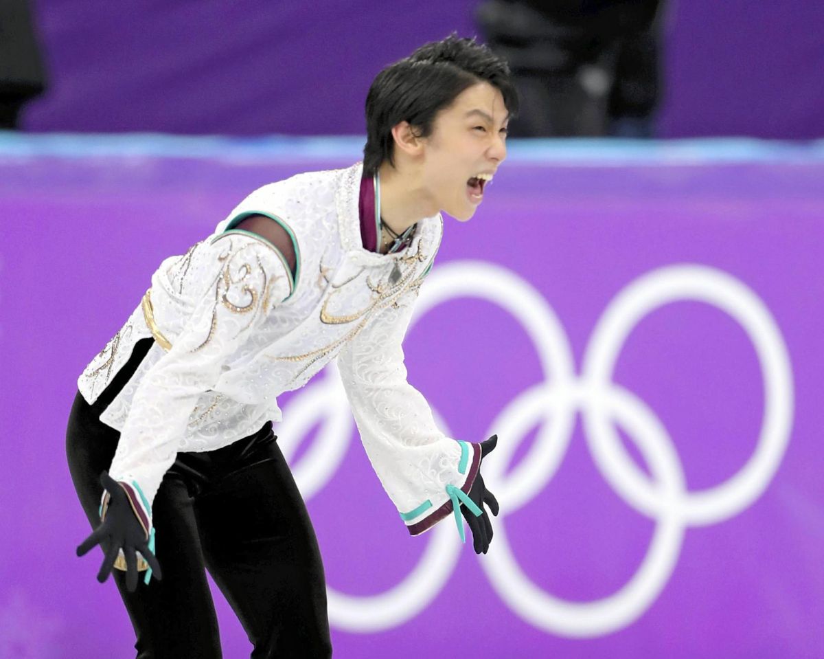 ▲羽生結弦激動振臂。（圖／美聯社／達志影像）