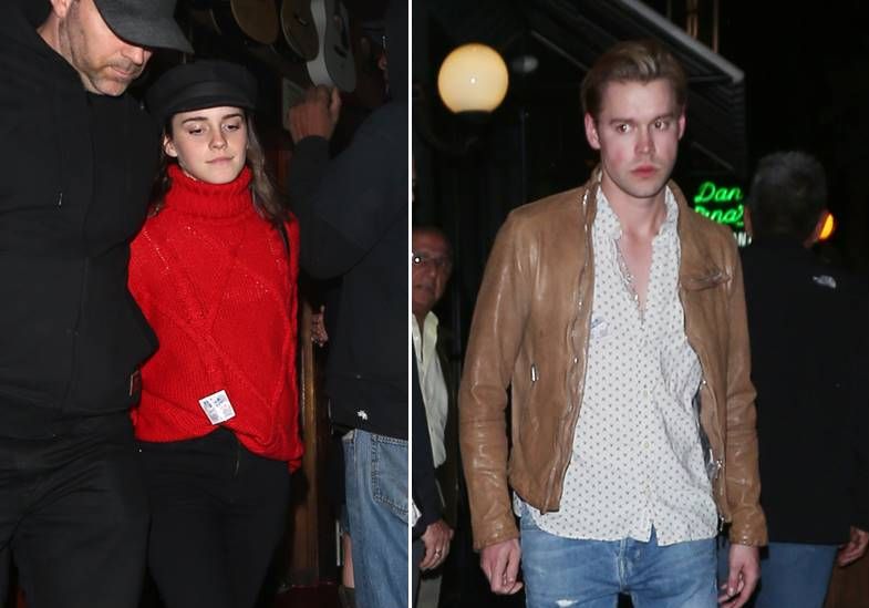 ▲艾瑪先從奧斯卡派對走出，考德歐威爾斯特利（右）隨後跟著出來。（圖／達志影像，2018.03.09）