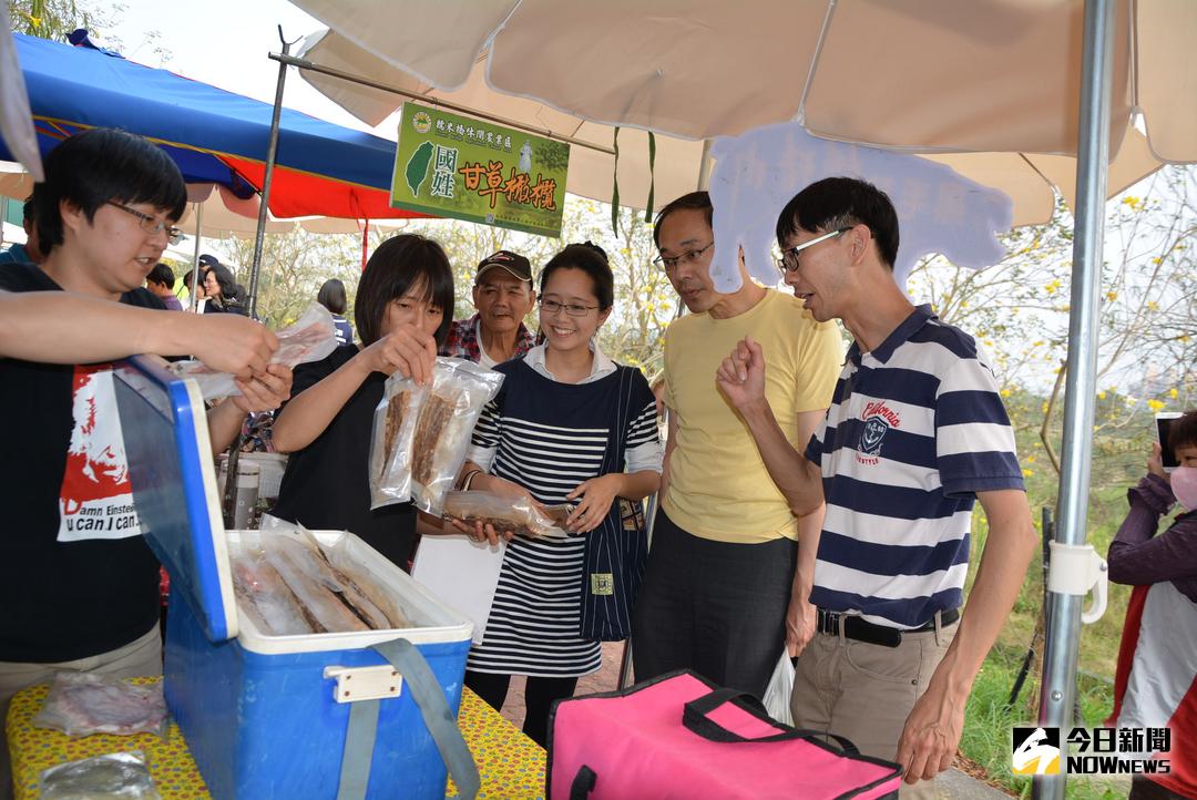 ▲八掌溪畔的小農市集吸引不少人潮來「尋寶」。（圖／記者郭政隆攝影2018.3.17）