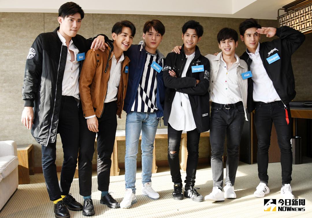 ▲泰國BL劇《一年生2》六位小鮮肉來台宣傳，並將於明（25）日舉辦粉絲見面會。（圖／記者林調遜攝，2018.3.24）