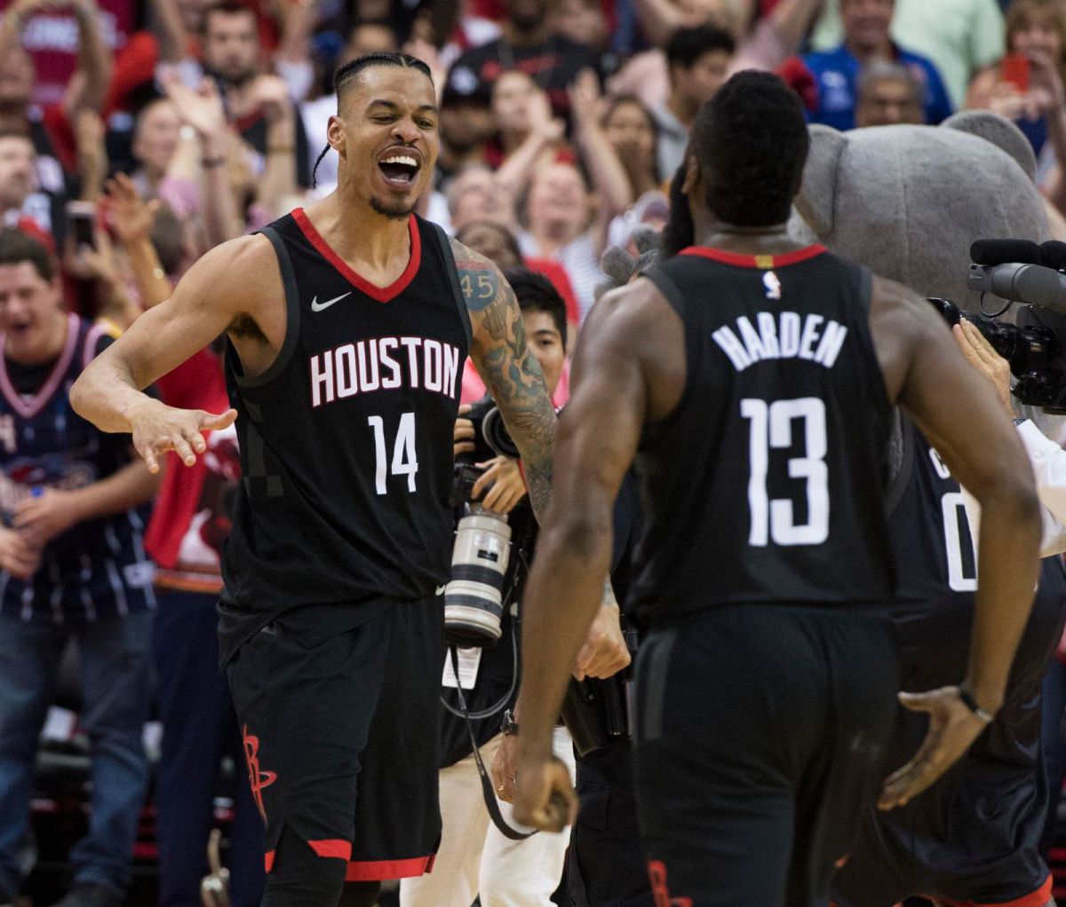 ▲Gerald Green\\(左\\)、James Harden。（圖／美聯社／達志影像）