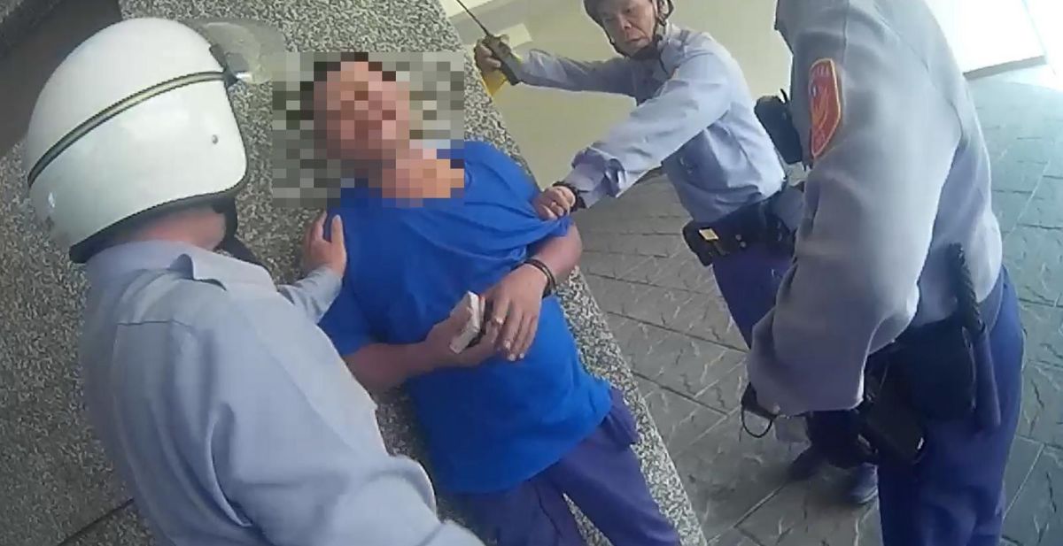 ▲圖說：警方壓制時，賴嫌因緊張過度，不自禁的拉了整件褲子的屎。（圖／北門派出所提供）