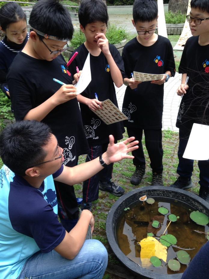 ▲江翠國中學生們專心聆聽「清蛙」護生態活動前的生態說明。（圖／江翠國中提供）