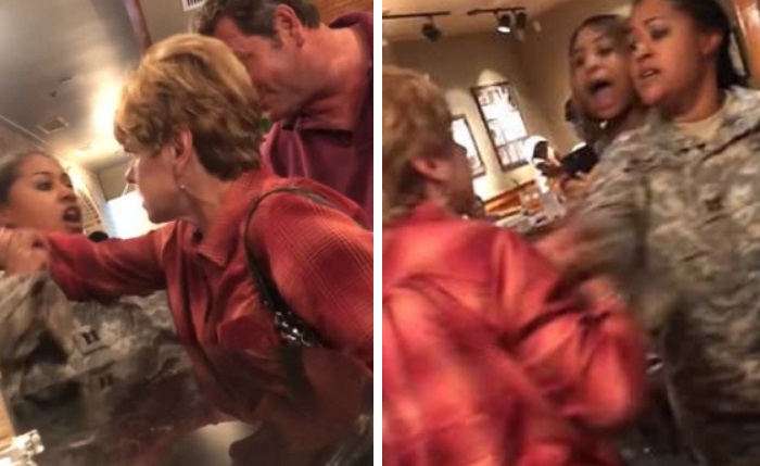 ▲2 名黑人女兵和一名白人大媽起了衝突。（圖／翻攝自每日郵報 , 2018.4.17）