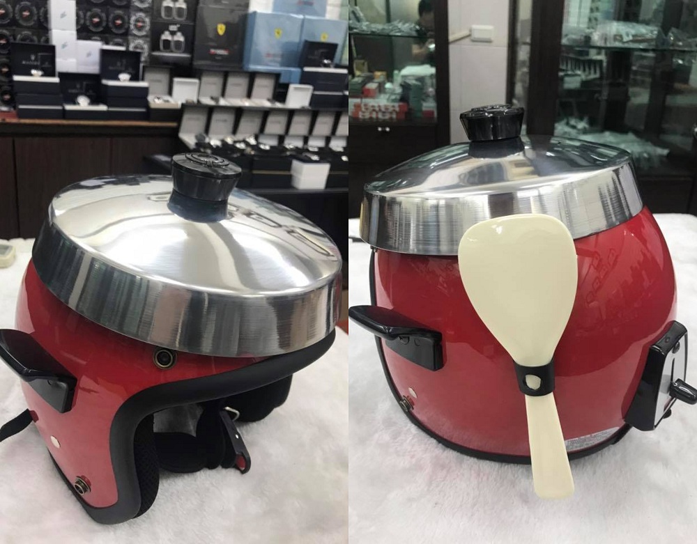 ▲一名男網友分享「大同電鍋」安全帽，創意造型吸引眾多網友眼球。（圖／翻攝自「爆廢公社」）