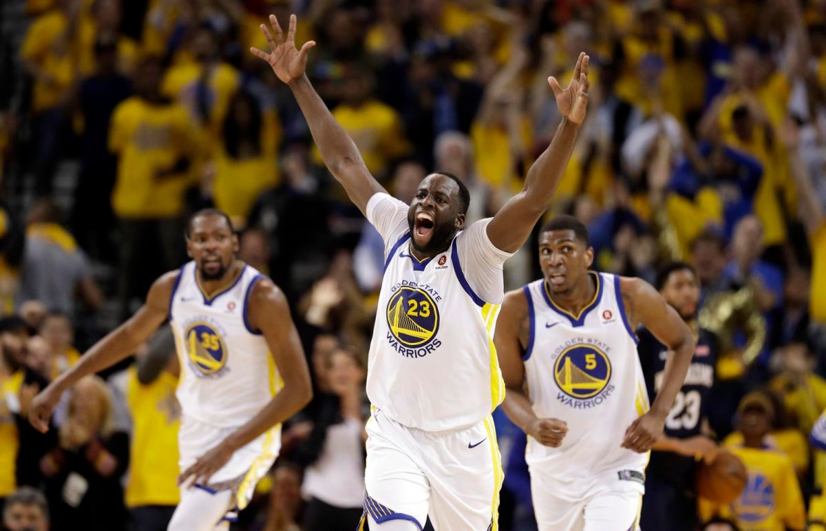 ▲Kevin Durant\\(左\\)、Draymond Green\\(中\\)。（圖／美聯社／達志影像）