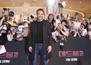 ▲萊恩雷諾斯為自製自演的電影《死侍2》現身南韓首爾宣傳。（圖／福斯提供 , 2018.05.02）