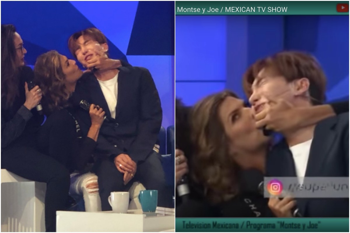 ▲利特（右）被強吻遭網友指控主持人行為不當。（圖／Montse \\& Joe Twitter、GyB ASIA TV YouTube , 2018.5.9）