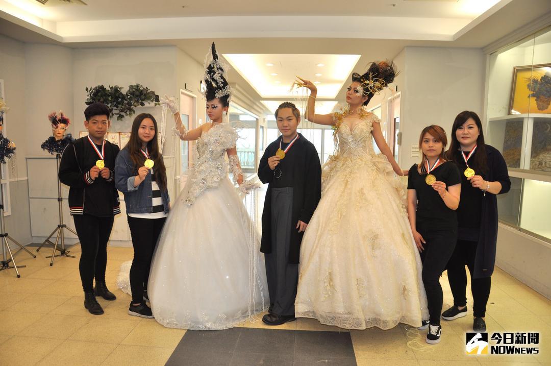 ▲「金」厲害！建國科技大學參加2018韓國第六屆國際美容節大賽，創意新娘、晚宴、美髮與美甲彩繪等組別共勇奪5面金牌，成為國際最耀眼的參賽團隊。（圖／記者陳雅芳攝，2018.05.10）