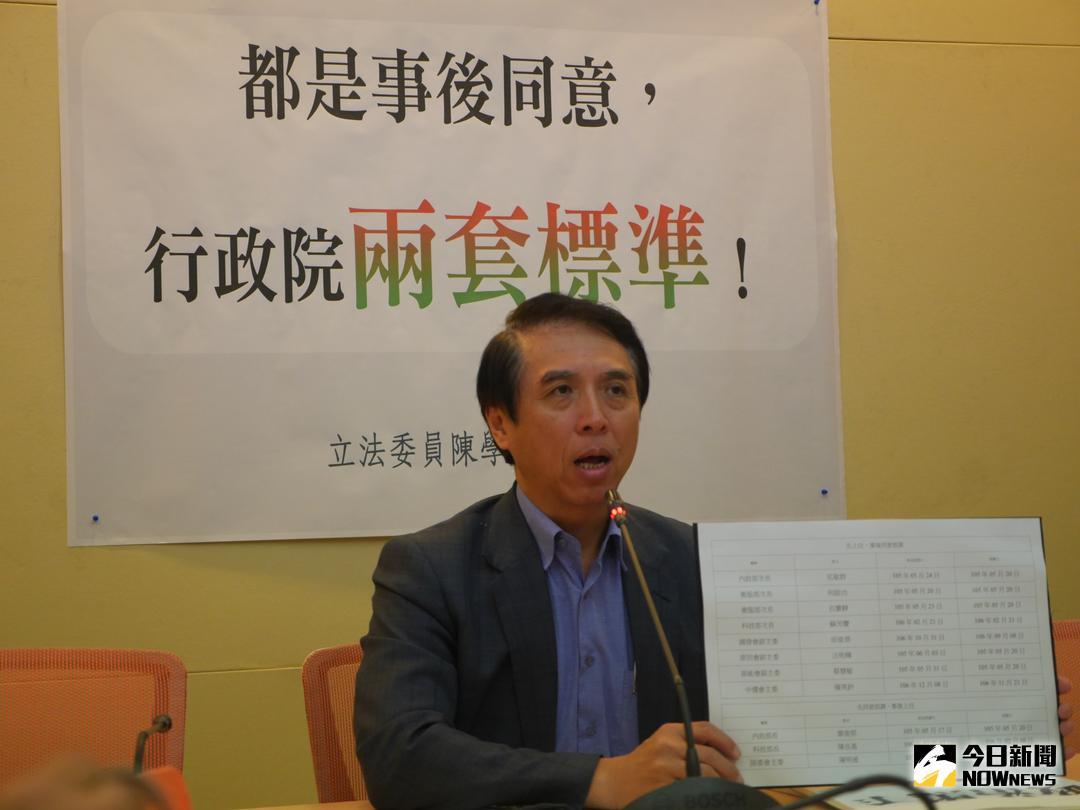 ▲國民黨立委陳學聖爆料政府首長有很多也是先就職後追認，但行政院卻以此拔管顯然是兩套標準。（圖／記者戴祺修攝,2018.05.11）