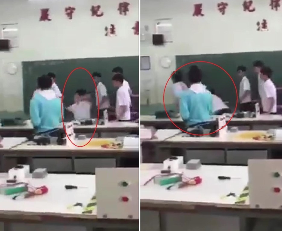 ▲台南一間高職傳出學生疑似不滿老師管教，竟揮拳追打老師，引發網友熱議。（圖／翻攝自爆料公社 , 2018.05.23）