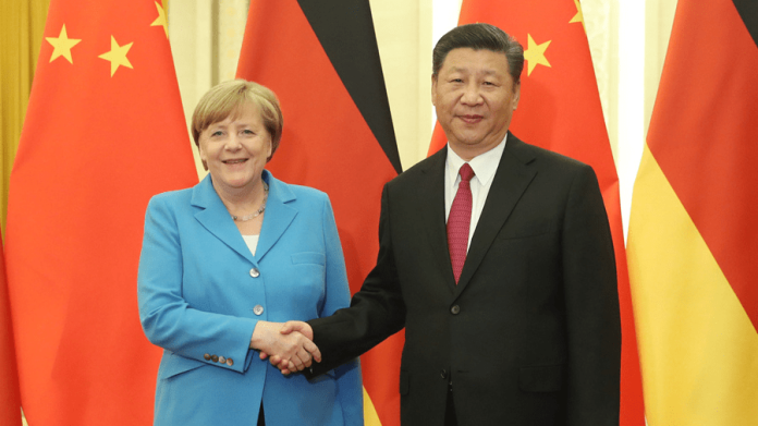▲大陸領導人習近平24日在北京人民大會堂與德國總理梅克爾會晤。（圖／新華社）