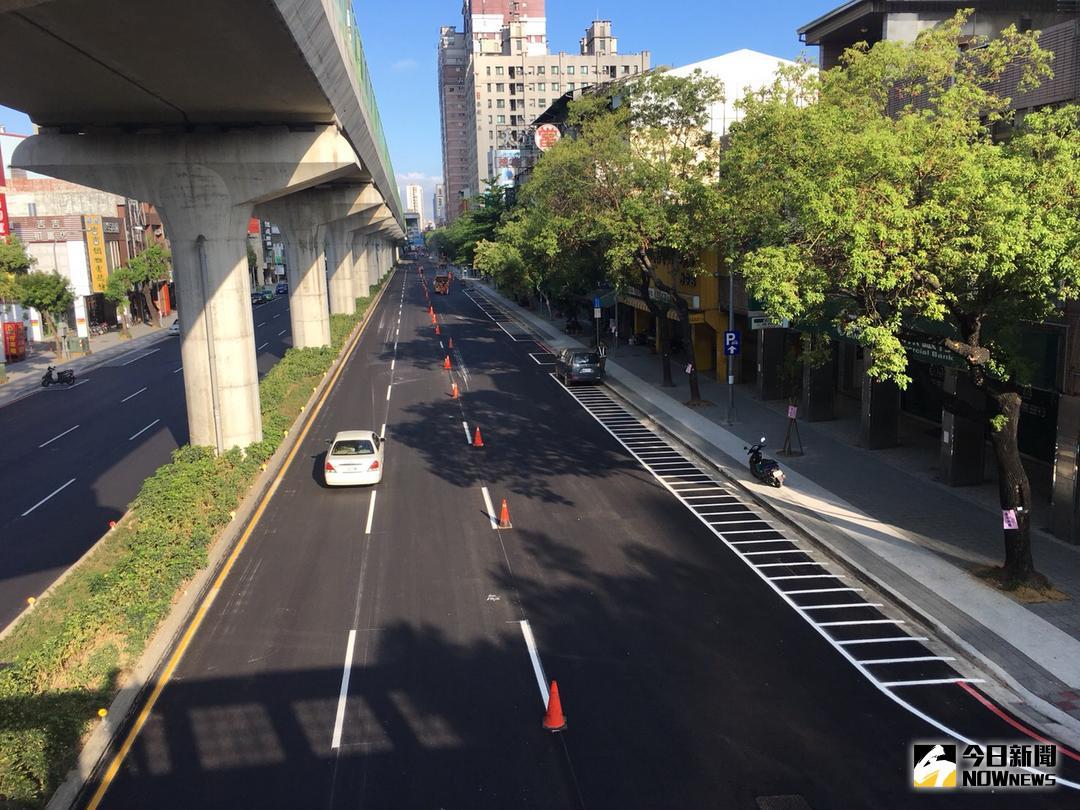 ▲台中捷運沿線文心路人行道拓寬，第二段昌平路至崇德路也在5月完工。（圖／建設局提供 , 2018.5.29\\)