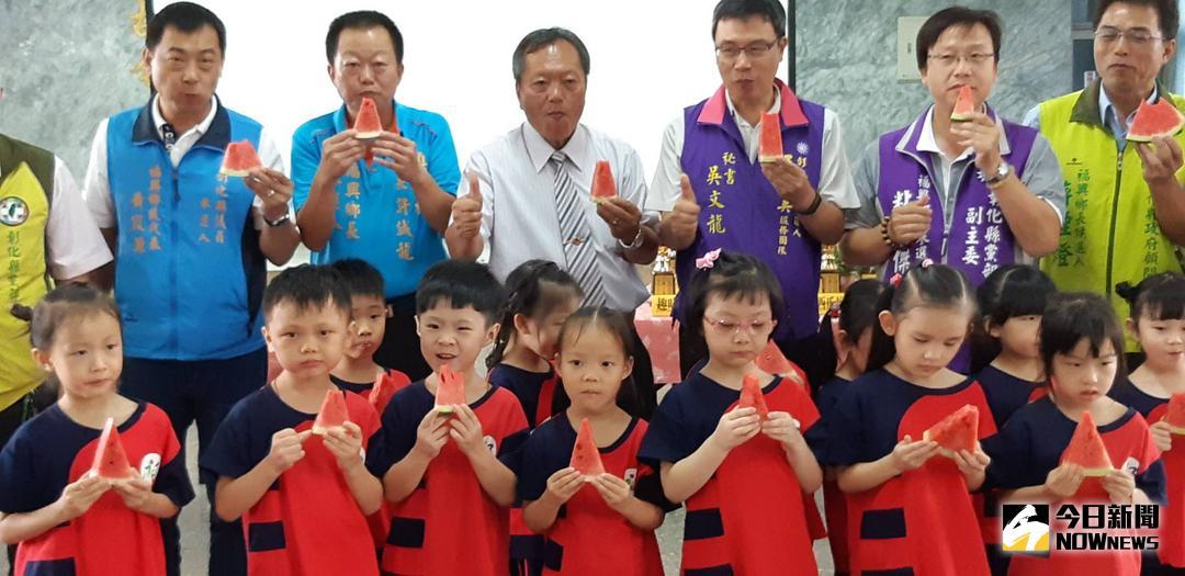 ▲福興鄉的西瓜碩大肥美、汁多味甜，鄉公所將於6月3日「西瓜節」，將有西瓜評鑑、西瓜挑重、大胃王等趣味競賽，歡迎鄉親前來吃西瓜、玩遊戲。（圖／記者陳雅芳攝，2018.05.31）