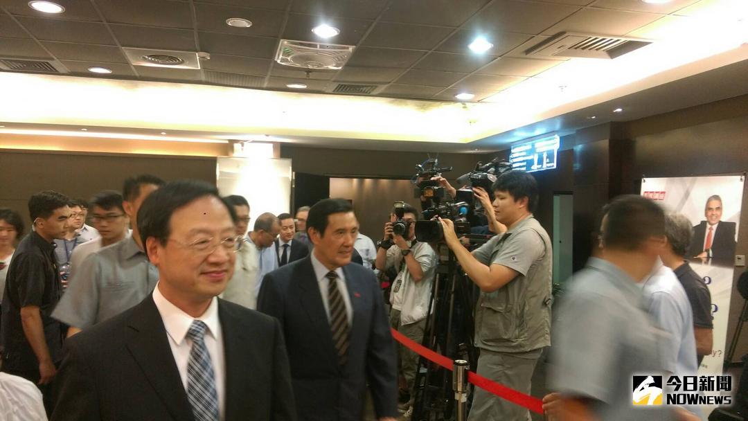 ▲前行政院長江宜樺（左）、前總統馬英九（右）兩人難得同台。（圖／記者戴祺修攝,2018.06.01）