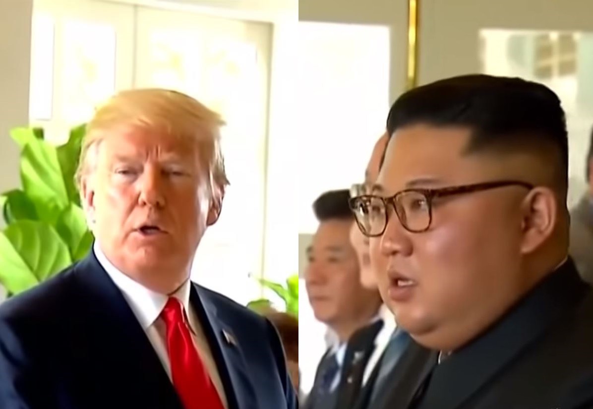 ▲川普在午餐會上的一番話，讓金正恩表情變得好尷尬。（圖／翻攝自 Youtube ）