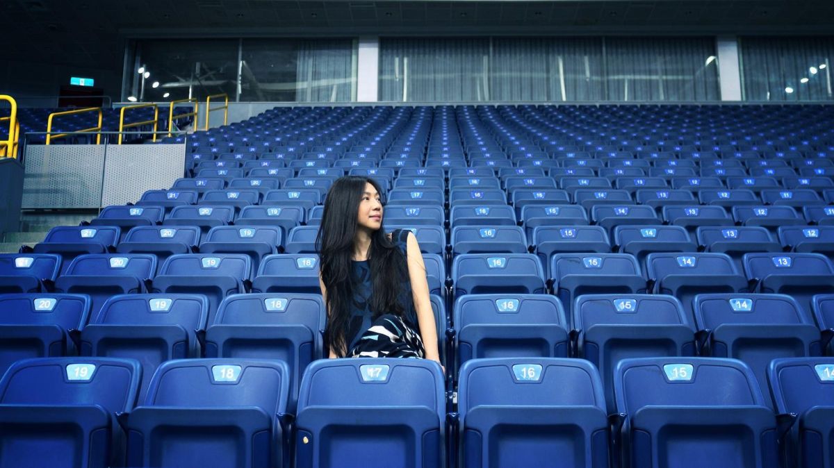 ▲萬芳先去高雄巨蛋勘景。（圖／聯成娛樂提供 , 2018.06.16）