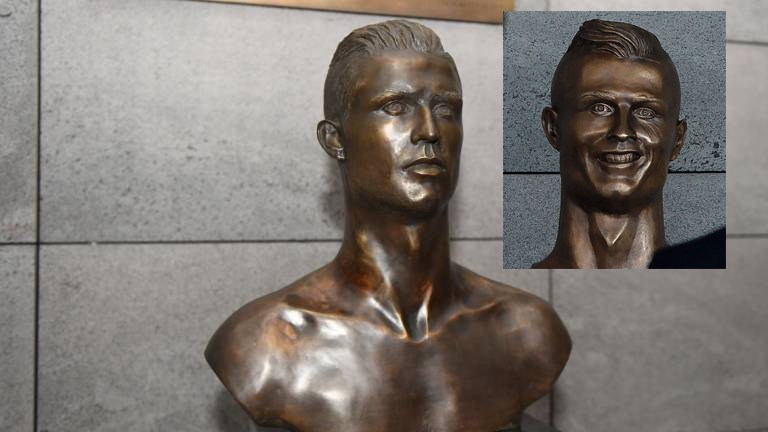 ▲馬德拉機場為C羅銅像換新版本（圖/翻攝自Madeira Islands推特）