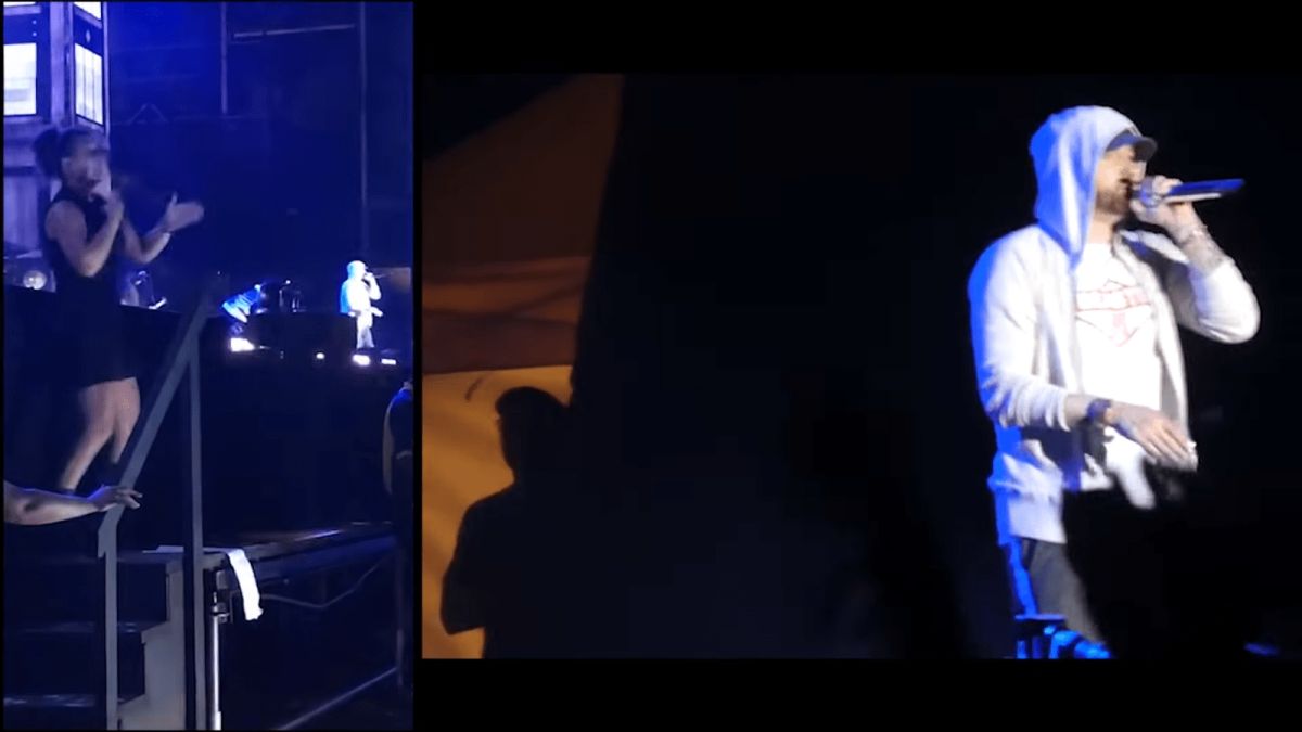 ▲網路近期瘋傳一部影片，美國饒舌天王阿姆日前參加螢火蟲音樂節時，一名女子居然能夠以手語即時翻譯阿姆的 RAP ，讓網友全都驚呆。（圖／翻攝自 YouTube ）