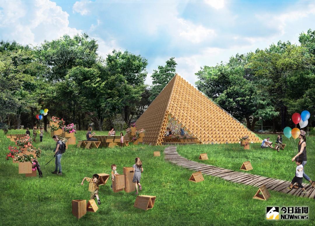 ▲台中花博邀國際建築大師隈研吾打造積木館模擬圖（圖／建設局提供 , 2018.6.24\\)