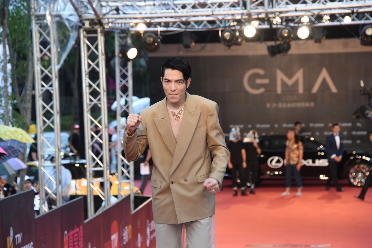 ▲蕭敬騰金曲紅毯穿著評價兩極。（圖／台視提供 , 2018.06.25）