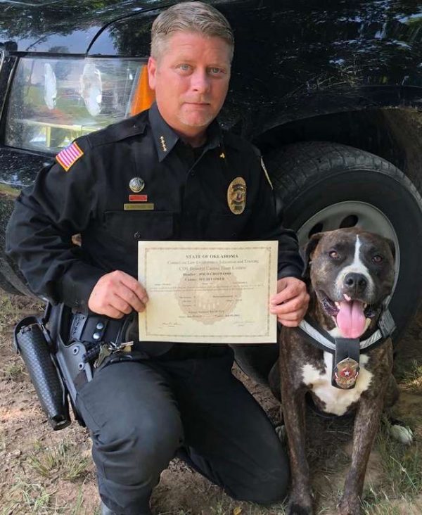 就在上個禮拜，小野花的訓練者宣佈牠結業，並且正式加入奧克拉荷馬州的Wetumka 警局，成為專業的緝毒犬！而小野花也是奧克拉荷馬州第一隻比特警犬。