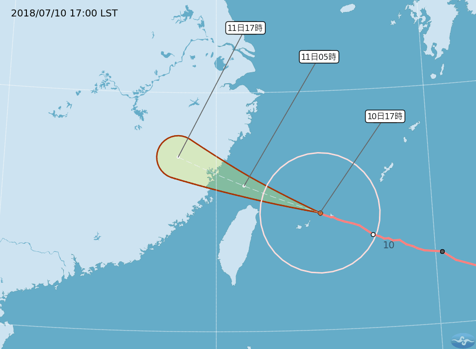 ▲颱風假GG了？瑪莉亞轉中颱，彭啟明：「時間點尷尬難決定」（圖／翻攝自中央氣象局）