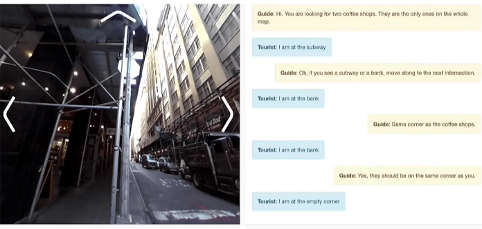 ▲臉書推出代號為「Walk the Talk」指路型 AI，彼此間能透過紐約街景一起找出目的地。（圖／翻攝 臉書）