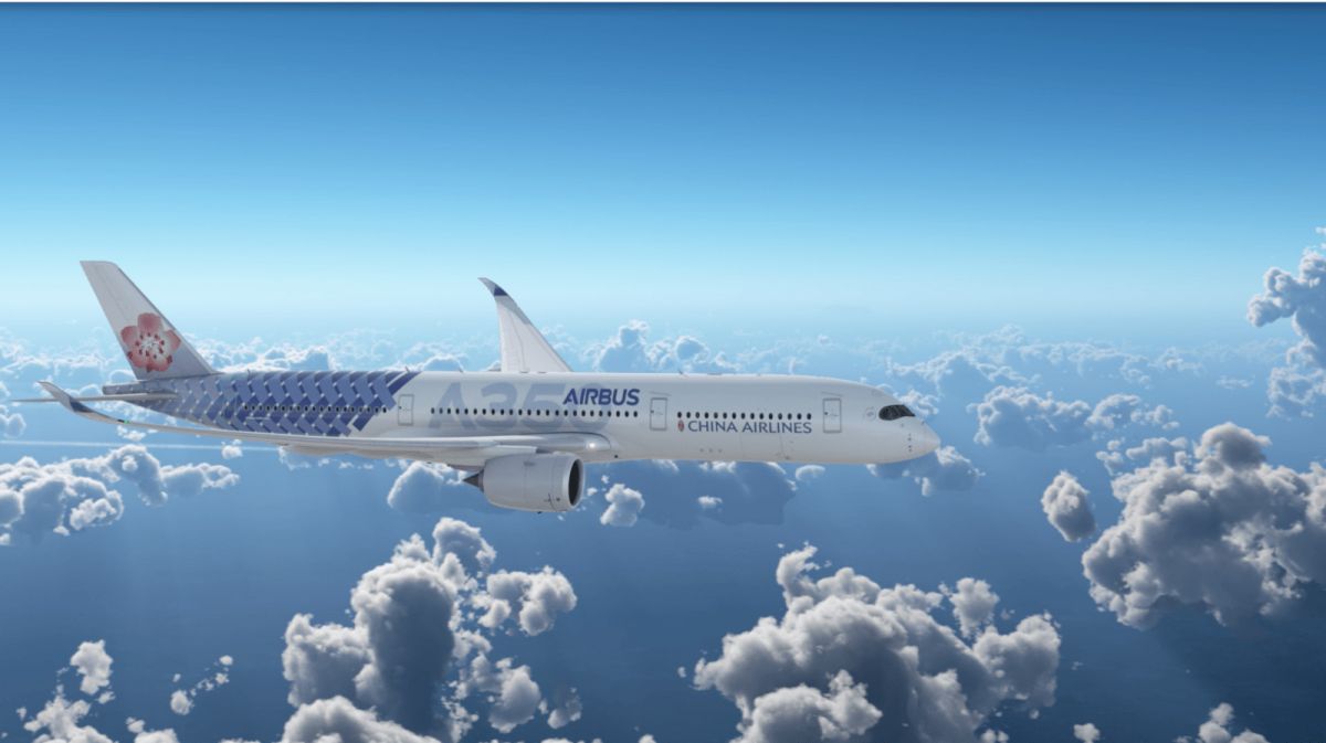 ▲華航與空中巴士 A350 聯名彩繪機 10 月抵台，空飛圖首曝光。（圖／中華航空）
