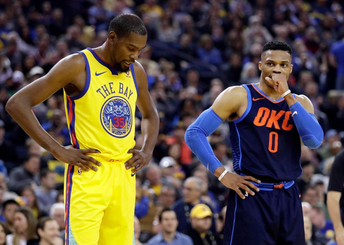▲Kevin Durant和Russell Westbrook。（圖／美聯社／達志影像）