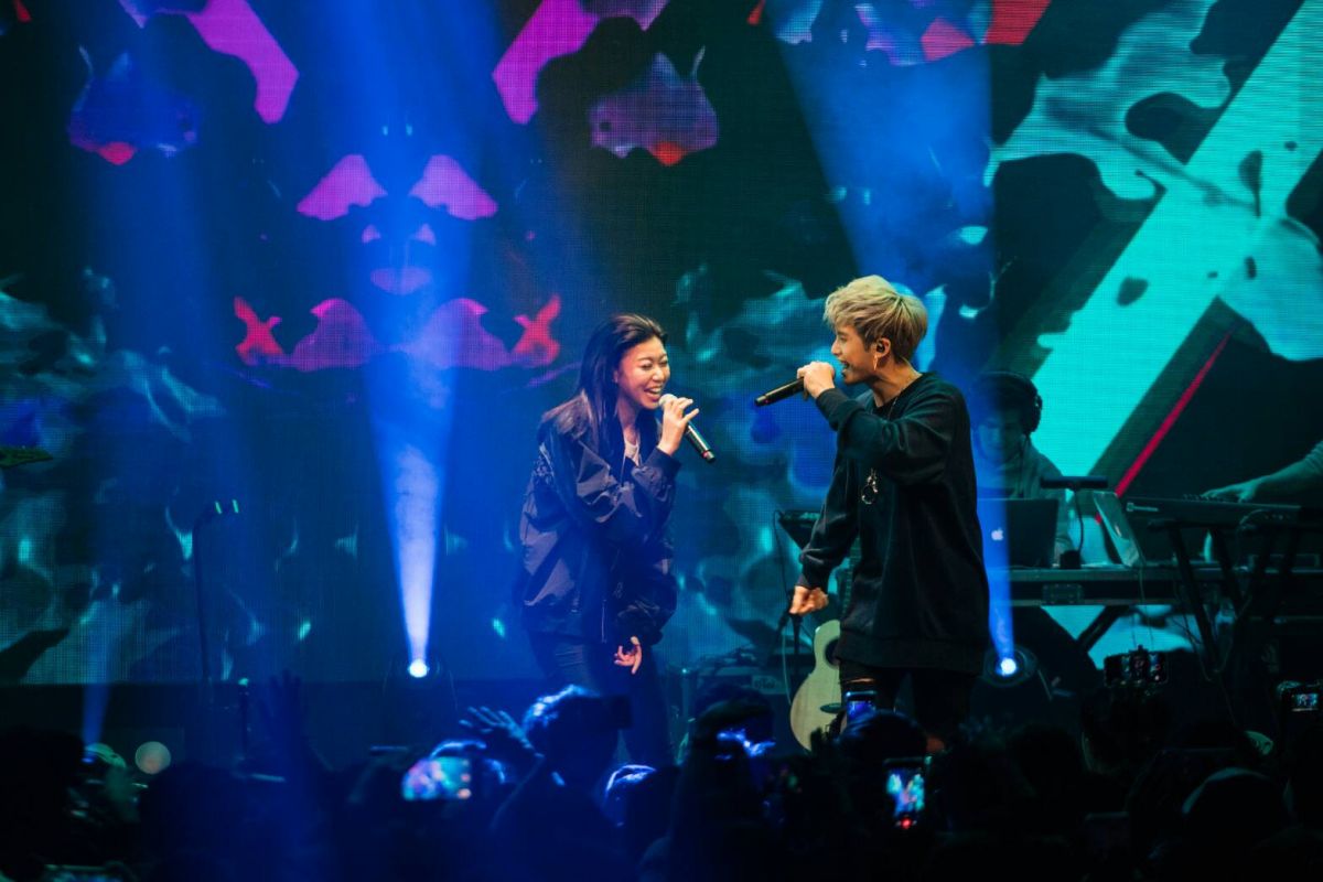 ▲田亞霍（右）與蔡恩與合作歌曲。（圖／大鵬經紀提供 , 2018.08.14）