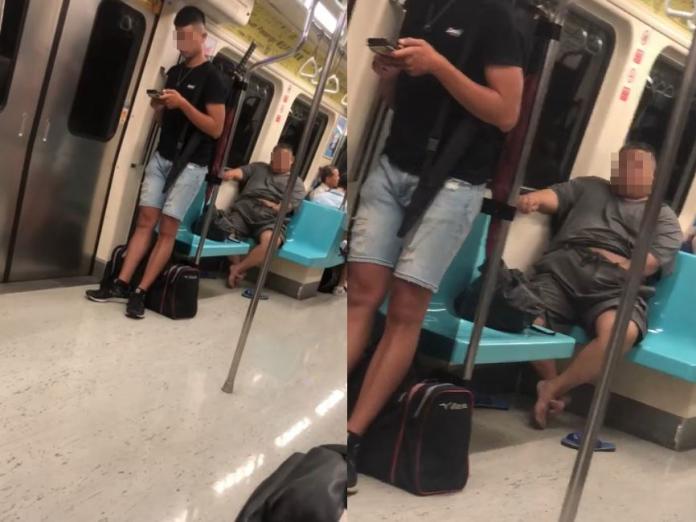 ▲網友在捷運上目擊一名男子當眾把手伸進褲襠「抓抓」。（圖／翻攝自臉書「爆料公社」）