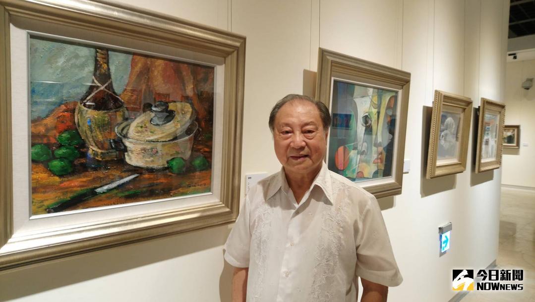▲藝術教育家郭煥材舉辦「藝遊東西－郭煥材83創作回顧展」，展出他優遊在東方與西方之間的創作。（圖／記者陳雅芳攝，2018.08.05)