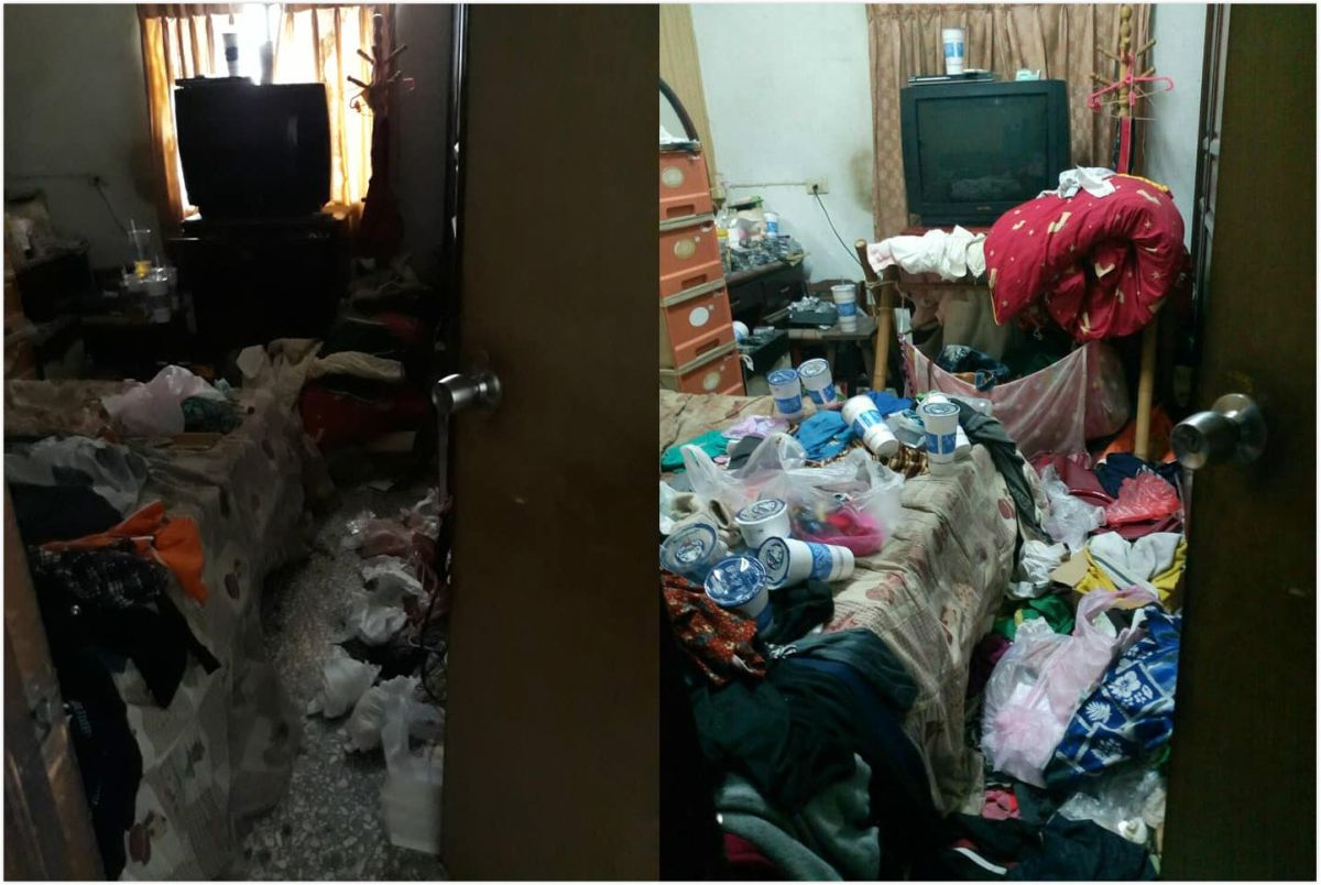 ▲嫂嫂習慣將垃圾全往床底下塞，導致床上、地板、梳妝台、走廊等處，全是垃圾山。（圖／翻攝自爆怨公社）