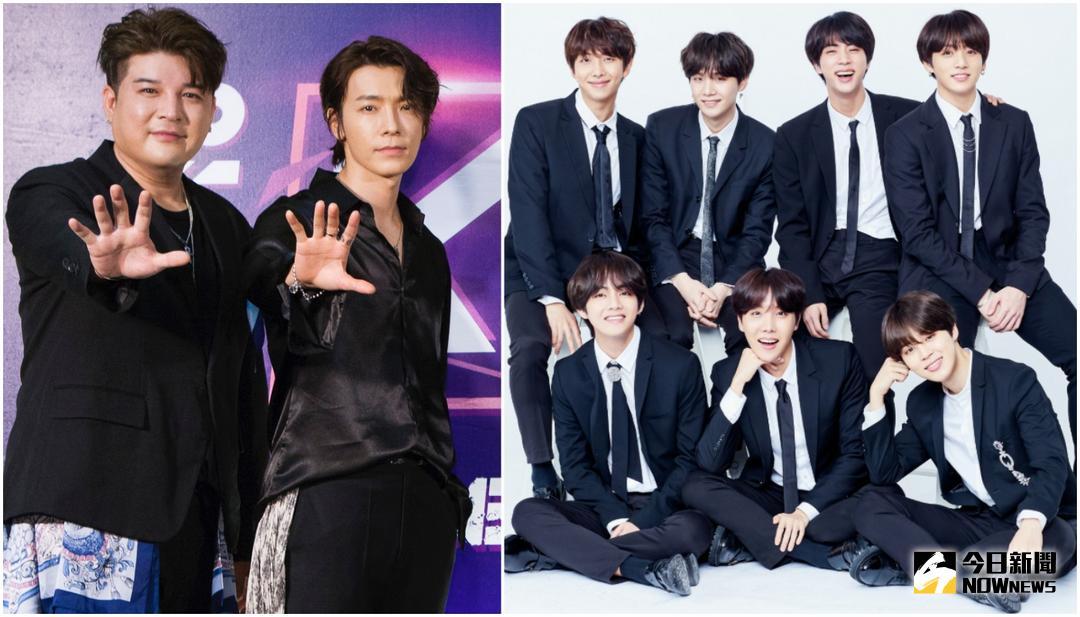 ▲神童（左）與東海舞台上跳BTS的作品。（圖／希林國際、BTS Twitter , 2018.8.11）