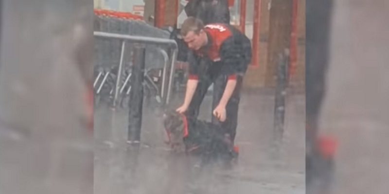 狗狗被綁賣場門口淋雨　好心男子為牠披外套
